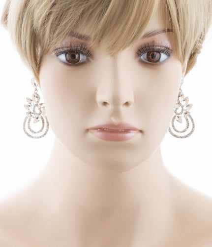 Bridal Wedding Jewelry Crystal Rhinestone Elegant Dangle Earrings E951 Silver - Accessoriesforever