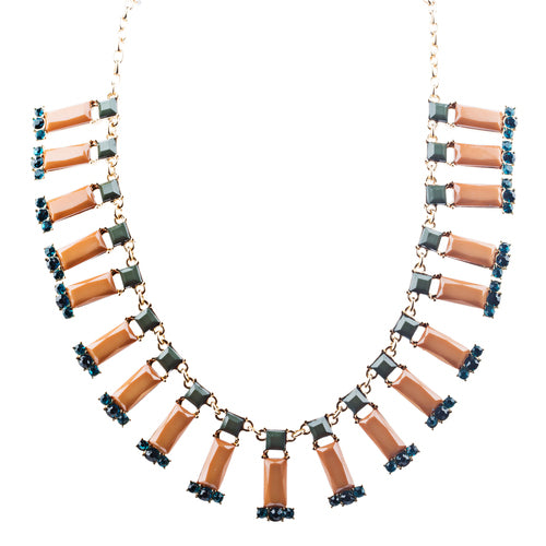 Stunning Simple Formica Crystal Bib Design Statement Jewelry Necklace Brown