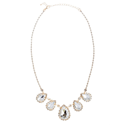 Dazzling Jewelry Set Crystal Rhinestone Elegant Tear Drop Necklace J525 Gold