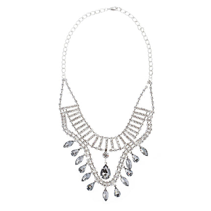 Bridal Wedding Jewelry Crystal Rhinestone Breathtaking Tear Drop Necklace J517BK - Accessoriesforever