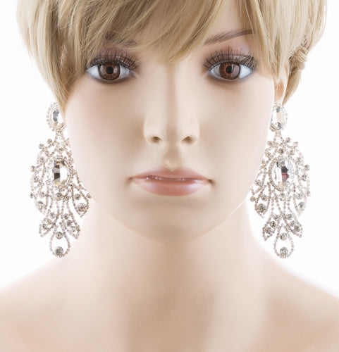 Bridal Wedding Jewelry Crystal Rhinestone Precisely Crafted Necklace E716 Silver - Accessoriesforever