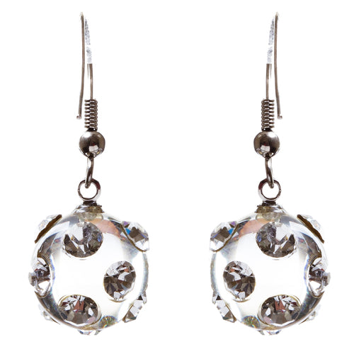 Bridal Wedding Jewelry Crystal Rhinestone Adorable Crystal Ball Earrings E79 SLV