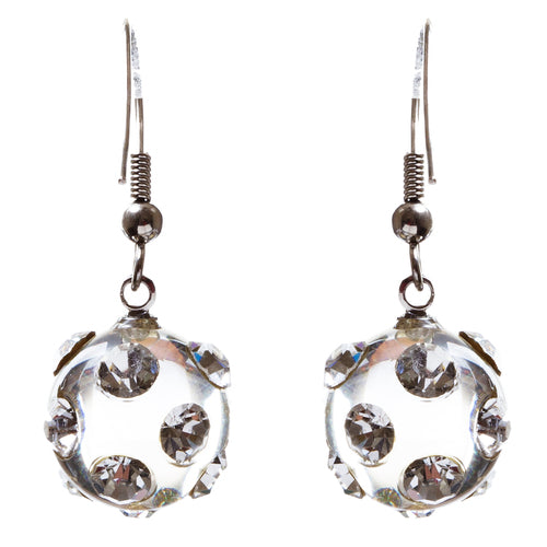 Bridal Wedding Jewelry Crystal Rhinestone Adorable Crystal Ball Earrings E79 SLV - Accessoriesforever