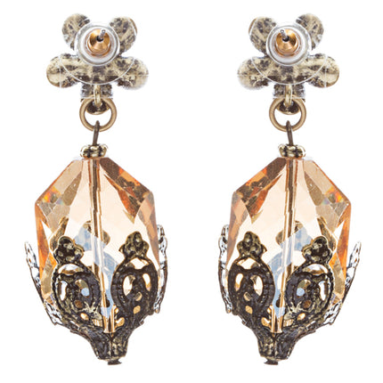 Contemporary Fashion Uniquely Charming Floral Design Dangle Earrings E835 Brown - Accessoriesforever