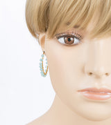 Crystal Wired Handmade Beautiful Fashion Dangle Hoop Earrings Gold Blue
