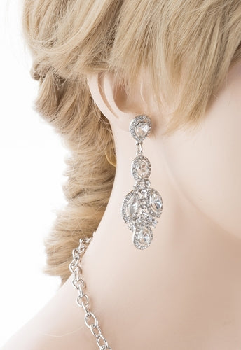 Bridal Wedding Jewelry Crystal Rhinestone Alluring Bib Posture Necklace J499 SLV
