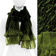 Silk Feel Velvet Frilled Edge Soft Luxurious Ruffle Fashion Scarf Green