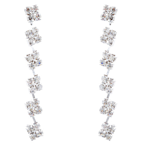 Bridal Wedding Jewelry Crystal Rhinestone Layered Links Necklace Set J664 Silver