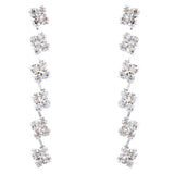 Bridal Wedding Jewelry Crystal Rhinestone Layered Links Necklace Set J664 Silver