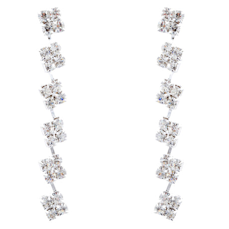 Bridal Wedding Jewelry Crystal Rhinestone Layered Links Necklace Set J664 Silver