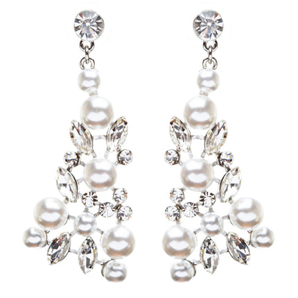 Bridal Wedding Jewelry Crystal Rhinestone Captivating Bib Necklace Set J519 WT - Accessoriesforever