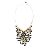 Beautiful Multi Layered Bib Design Bead Stone Statement Necklace Set Black
