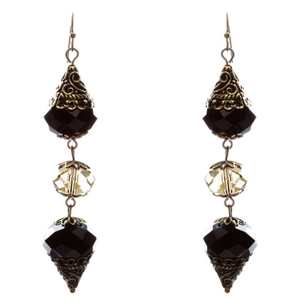 Trendy Fashion Crystal Rhinestone Stylish Pointed Tear Drop Earrings E829 Black