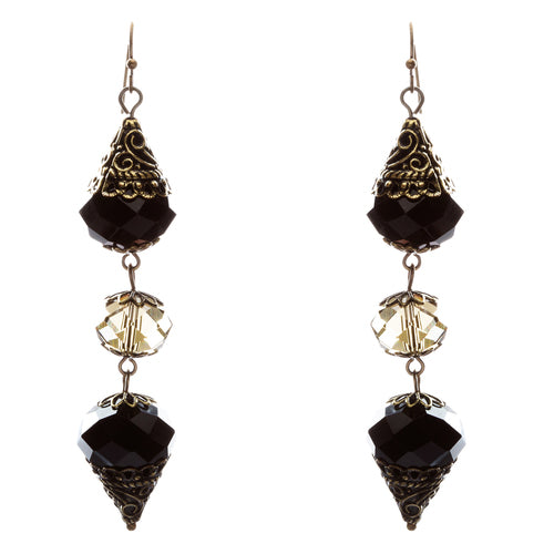 Trendy Fashion Crystal Rhinestone Stylish Pointed Tear Drop Earrings E829 Black