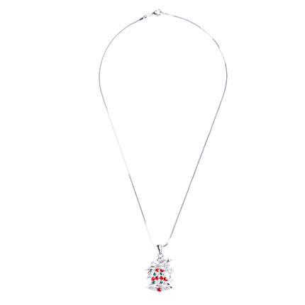 Christmas Jewelry Crystal Rhinestone Bells Pendant Charm Necklace N61 Silver - Accessoriesforever