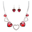 Valentine's Day Jewelry Crystal Rhinestone Trendy Heart Necklace Set JN168 Red
