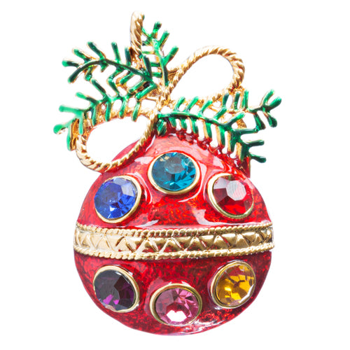 Christmas Jewelry Crystal Rhinestone Charming Holiday Ball Brooch Pin BH144 MT