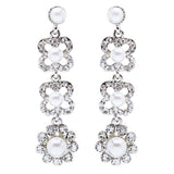 Bridal Wedding Jewelry Rhinestones Pearl Floral Earring