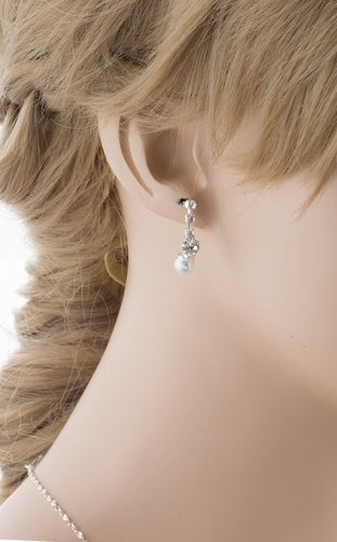 Bridal Wedding Jewelry Set Dainty Pearl Rhinestone