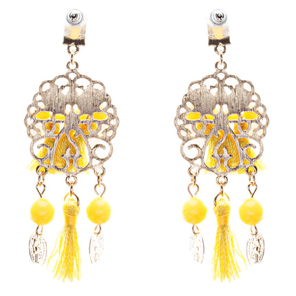 Unconventional Design Faux Pearl Dream Catcher Beaded Dangle Earrings E810Yellow - Accessoriesforever