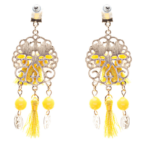 Unconventional Design Faux Pearl Dream Catcher Beaded Dangle Earrings E810Yellow - Accessoriesforever