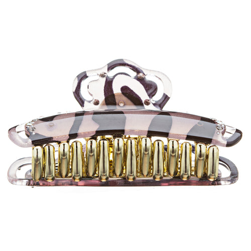 Woman Hair Claw Lucite Animal Print Crystal Brown NEW - Accessoriesforever