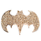 Fun Bat Crystal Rhinestone Two Finger Stretch Adjustable Ring Gold Brown