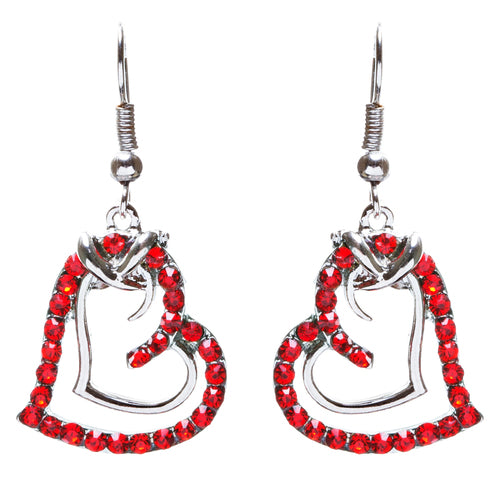 Charming Valentine Theme Fashion Crystal Rhinestone Heart Earrings E906 Red