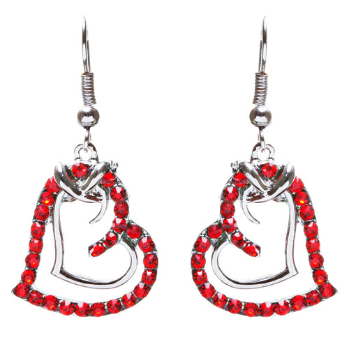 Charming Valentine Theme Fashion Crystal Rhinestone Heart Earrings E906 Red