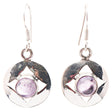 925 Sterling Silver Natural Gemstones Amethyst Dangle Earrings FJSVE2153