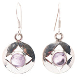 925 Sterling Silver Natural Gemstones Amethyst Dangle Earrings FJSVE2153
