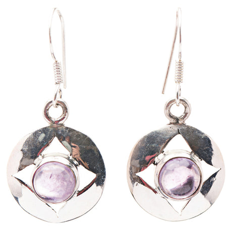 925 Sterling Silver Natural Gemstones Amethyst Dangle Earrings FJSVE2153