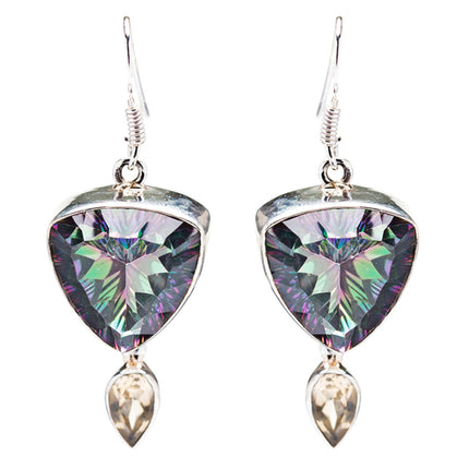 925 Sterling Silver Gemstones Mystic Topaz Citrine Dangle Ear.rings FJSE2132