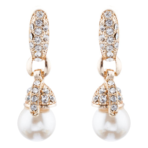 Bridal Wedding Jewelry Set Pearl Rhinestone LN Creme