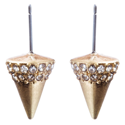 Fancy Jewelry Crystal Rhinestone Polished Cone Shape Design Earrings E865 TQ - Accessoriesforever