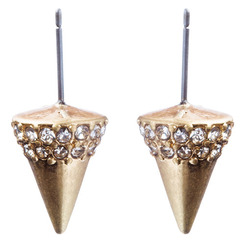 Fancy Jewelry Crystal Rhinestone Polished Cone Shape Design Earrings E865 TQ - Accessoriesforever