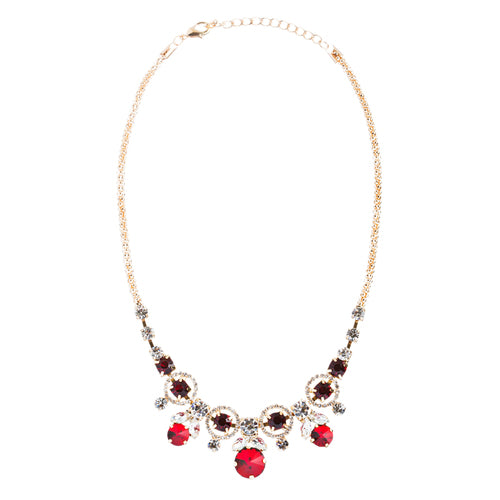 Glamorous Jewelry Set Crystal Rhinestone Elegant Setting Necklace J526 Red - Accessoriesforever