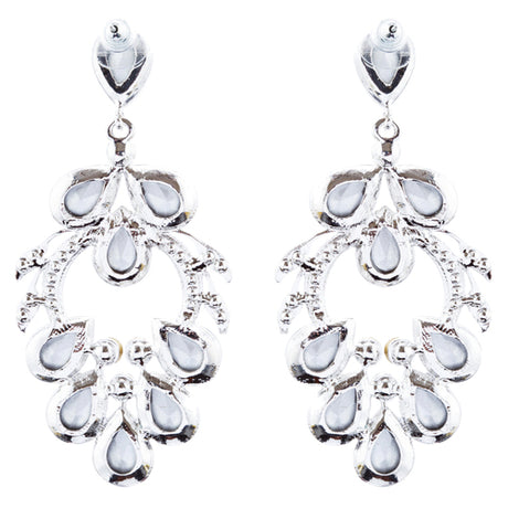 Bridal Wedding Jewelry Crystal Rhinestone Beautiful Design Earrings E1023 Silver