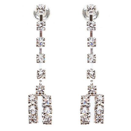 Bridal Wedding Jewelry Crystal Rhinestone Dynamic Contour Necklace J490 Silver - Accessoriesforever
