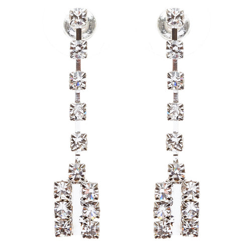 Bridal Wedding Jewelry Crystal Rhinestone Dynamic Contour Necklace J490 Silver