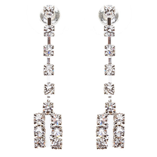 Bridal Wedding Jewelry Crystal Rhinestone Dynamic Contour Necklace J490 Silver