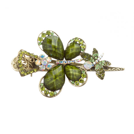 Beautiful Fashion Women Crystal Rhinestone Butterfly Hair Clip Pin Green