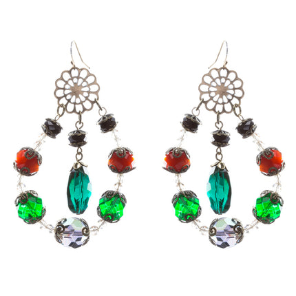 Bold Fashion Unique Beaded Charms In Tear Drop Statement Earrings E854 Multi - Accessoriesforever