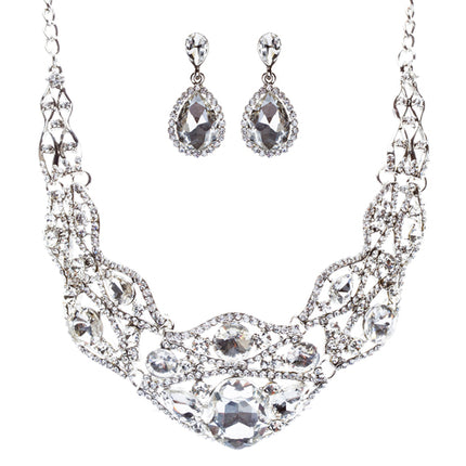 Bridal Wedding Jewelry Set Crystal Rhinestone Gorgeous Bib Design Necklace J584 - Accessoriesforever