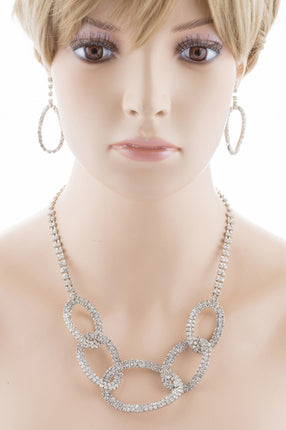Bridal Wedding Jewelry Set Crystal Rhinestone Oval Link - Accessoriesforever