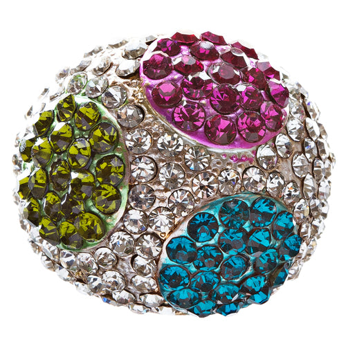 Elegant Finish Crystal Pave Dome Round Stretch Multi-colored Ring R73 MT