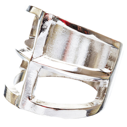 Trendy Square Shaped Hollow Design Statement Fashion Size 8 Ring R215 Silver - Accessoriesforever