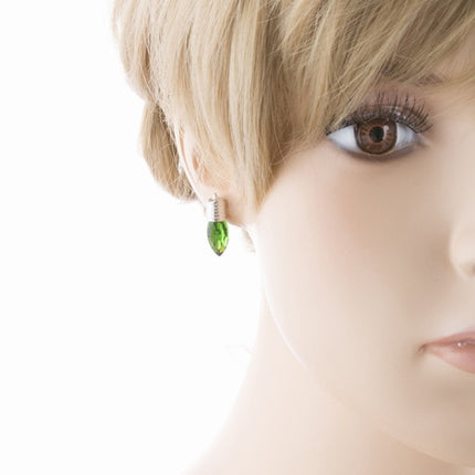 Christmas Jewelry Crystal Holiday Light 20mm Stud Fashion Earrings Silver Green - Accessoriesforever