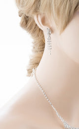 Bridal Wedding Jewelry Crystal Rhinestone Stunning Necklace Set J720 Silver
