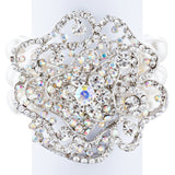 Bridal Wedding Jewelry LG Flower Crystal Pearls Stretch Bracelet Silver Ivory